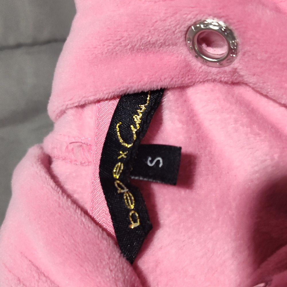 Bebe Pink Velour Matching Outfit with Rhinestone Logo Size Small. - Picture 4 of 7